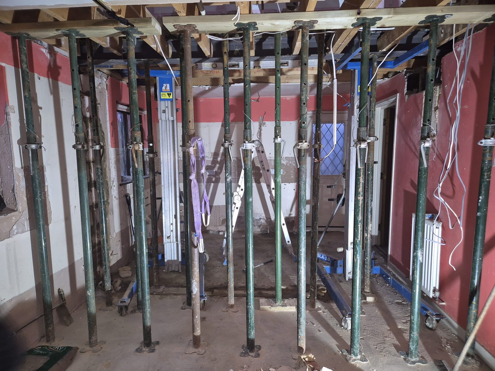 Rows of props during the structural alterations