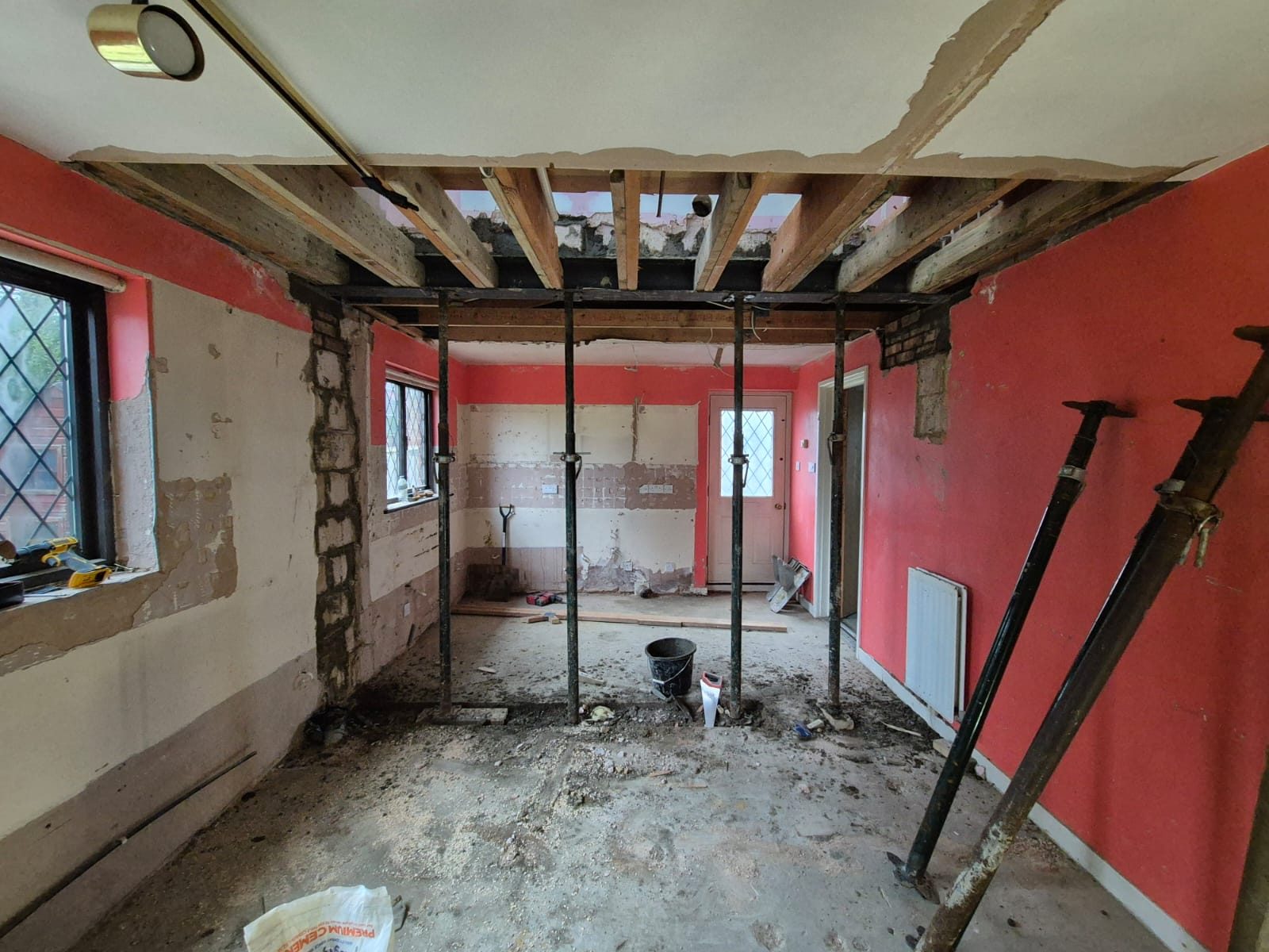 Ground floor opened up, with a steel beam in place