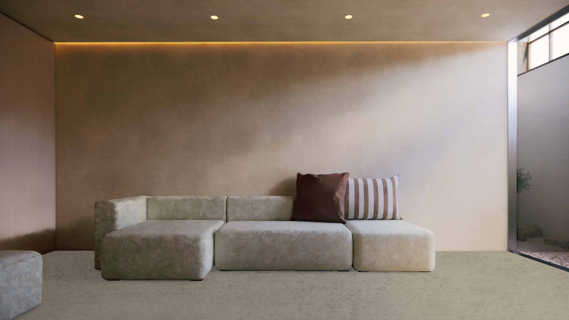 Architect's visual of the basement seating area