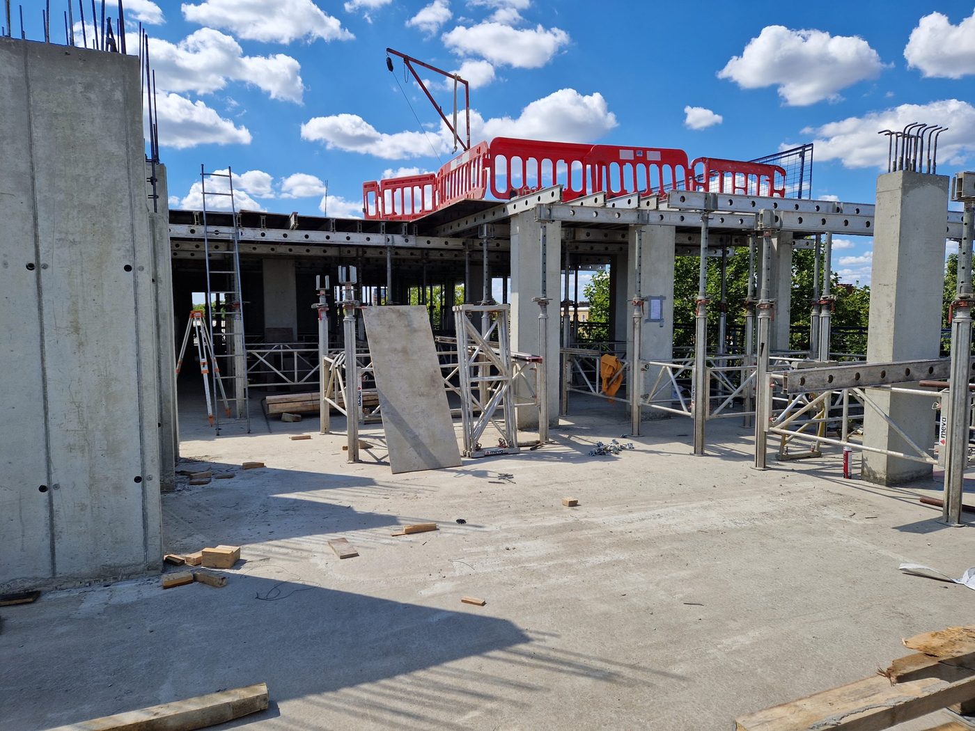 Construction site with a concrete frame under way