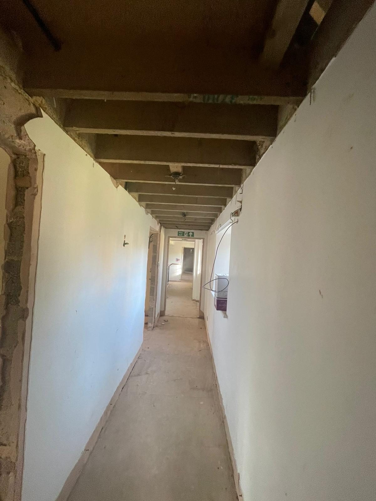 Hotel corridor during the works